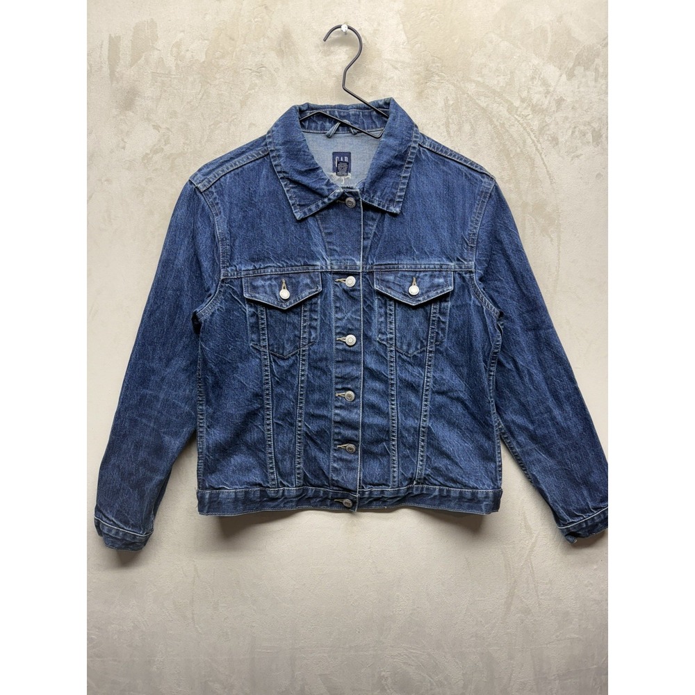Vintage Gap Womens Denim Jacket Medium Trucker Y2K Jean Coat Blue Wash Type III
